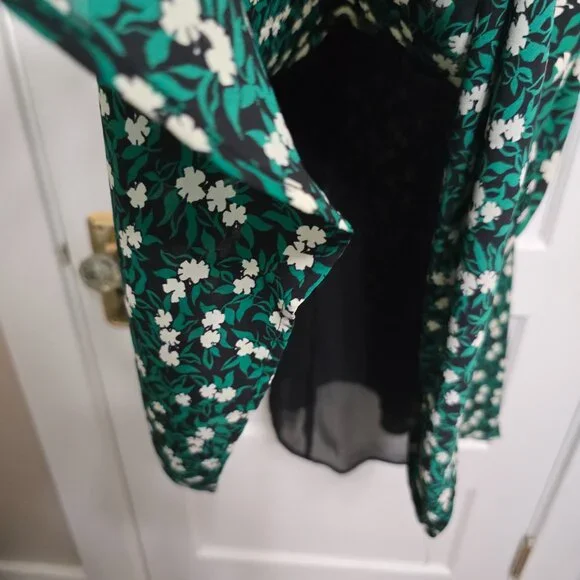 Green mixed floral blouson midi dress Ann Taylor size 0 - Picture 9 of 11